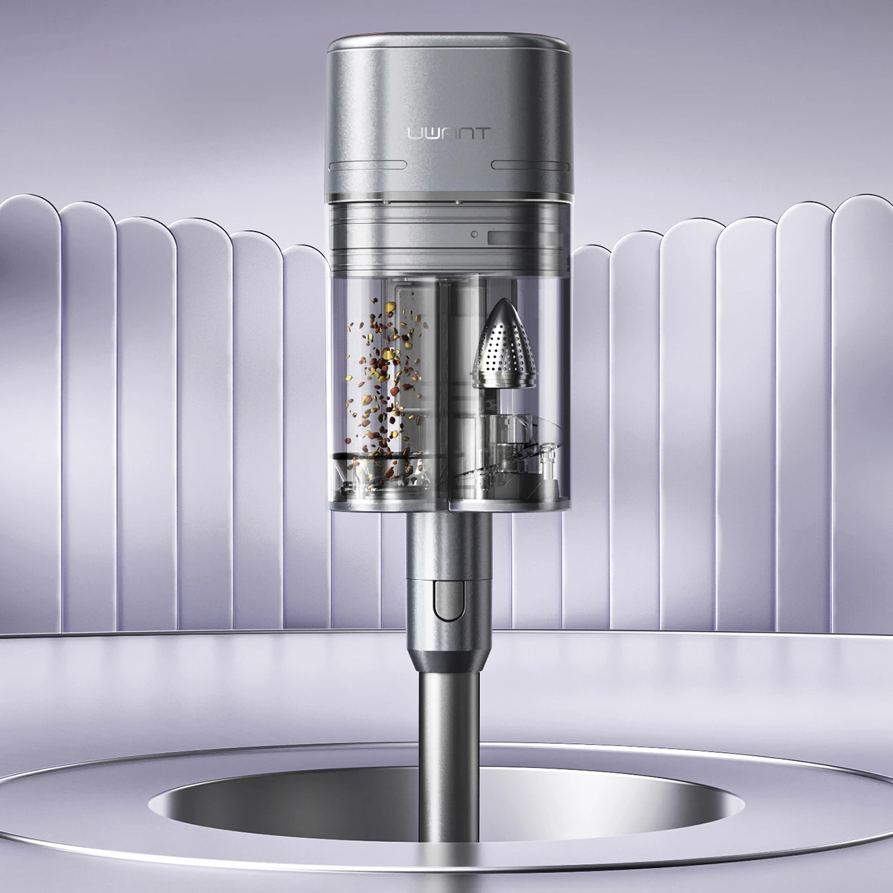 Fshesë me korrent pa kabllo UWANT V100, 200AW, 20000mAh, Gri, set me bazë 4-në-1