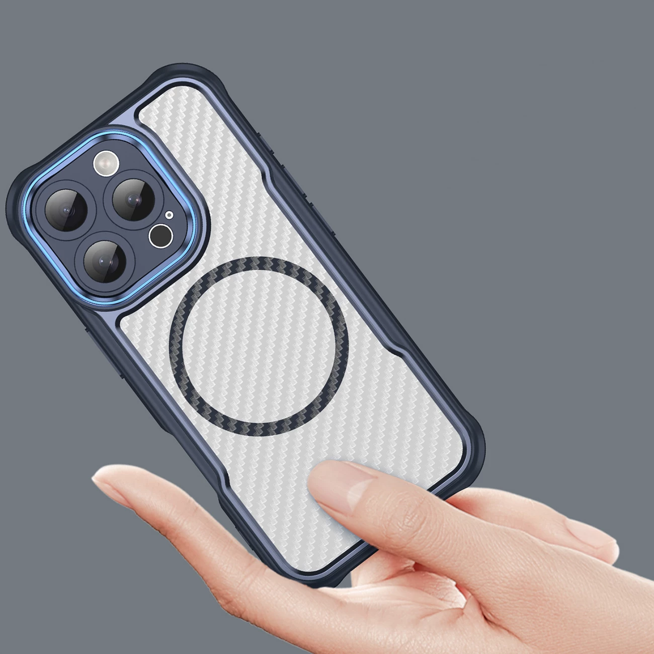 Mbështjellës Hurtel Leading Series MagSafe për iPhone 16 Pro, TPU, Kaltër