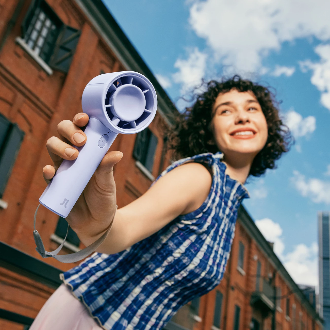 Ventilator dore Jisulife Handheld Fan 10, bateri 4000mAh, USB-C, blu, set me kabllo USB-C dhe litar 8
