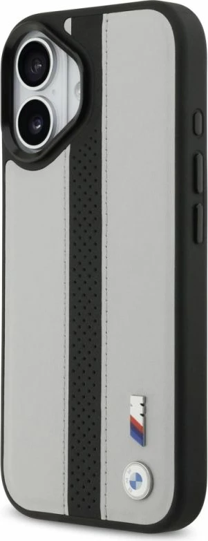 Kapak telefoni BMW M Perforated Stripe Logo MagSafe për iPhone 17, gri