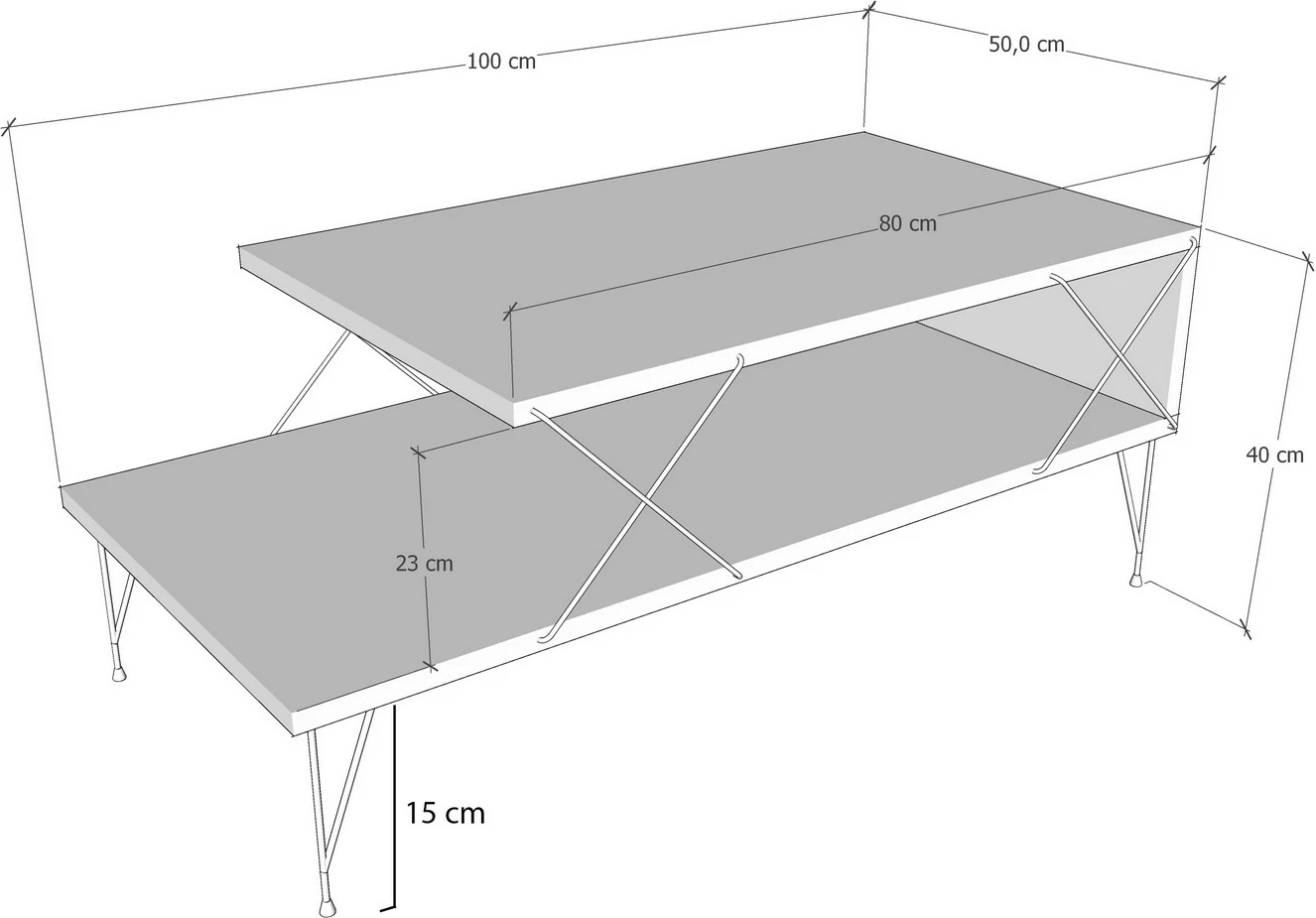 Tavolinë kafeje Skye Decor, ngjyrë antracit, Loire