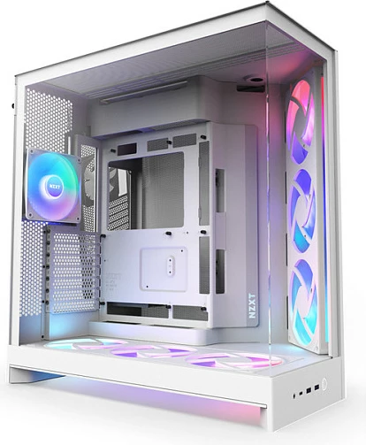 Kasë NZXT H9 Flow RGB+, Midi Tower, ATX/E-ATX/micro ATX/Mini-ITX, Tempered Glass, e bardhë