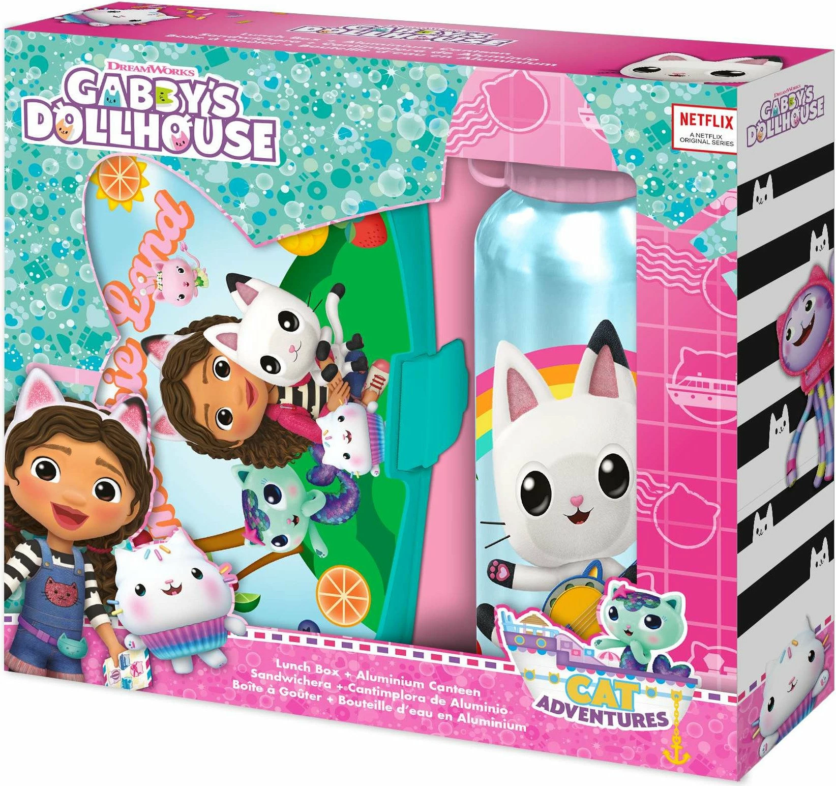 Set shishe uji dhe kuti ushqimi Kids Euroswan Cat House Gabi GD00079 500 ml turkeze, 2 copë
