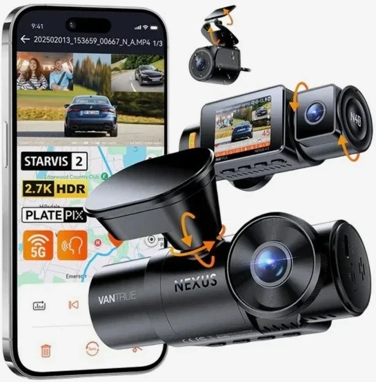 Video regjistrues veture VANTRUE N4S Nexus 4 S, 3 kanale, GPS, Wi-Fi, 2.7K, i zi