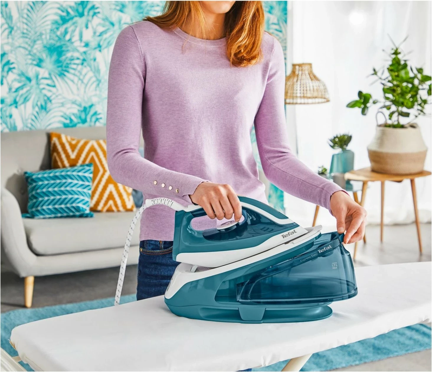 Hekur me avull Tefal SV6131, 2200W, rezervuar 1700ml, blu