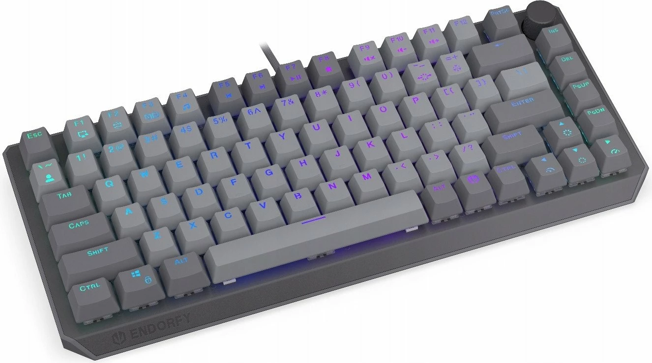 Klawiaturë mekanike Endorfy Thock V2 75% EY5A127, ENDORFY Red switch, hot-swap, ARGB, US ANSI, gri, set me kabllo USB-C dhe 2 switch rezervë