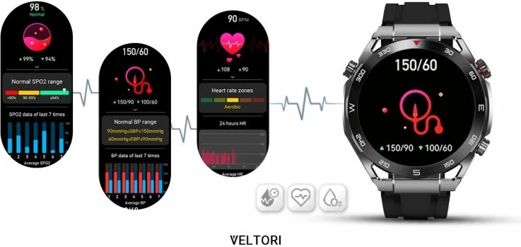 Smartwatch VELTORI unisex, e zezë