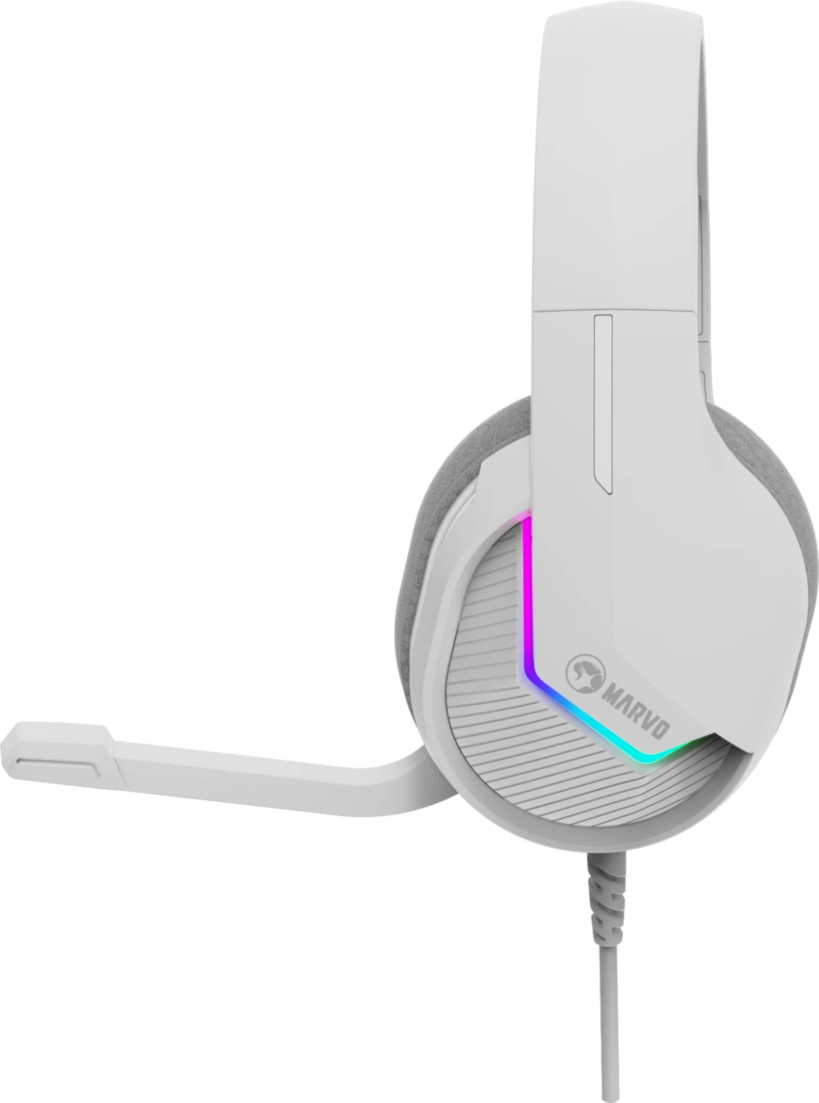 Kufje Marvo H8618 me mikrofon, RGB, me kabllo (USB/3.5 mm), të bardha