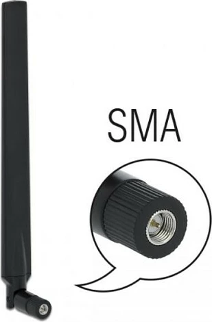 Antenë LTE DeLOCK SMA, omnidrejtimore 2.3 dBi, me nyje të pjerrët, e zezë