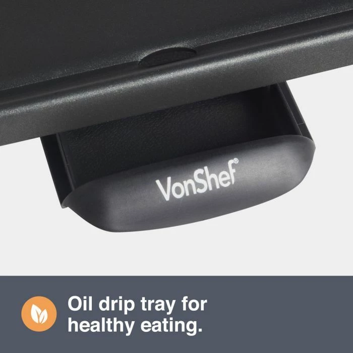 Grill Teppanyaki elektrik VONSHEF 2007030, 43 x 22 cm, non-stick, me 8 spatula druri, i zi