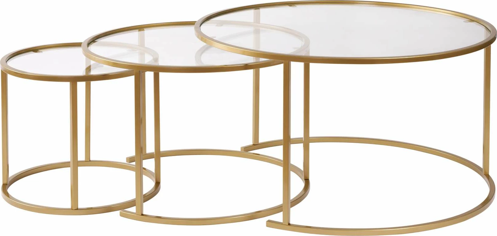 Set tavolinash kafe Nordure, Aurum - 80, 60, 42 - ngjyrë ari, transparente