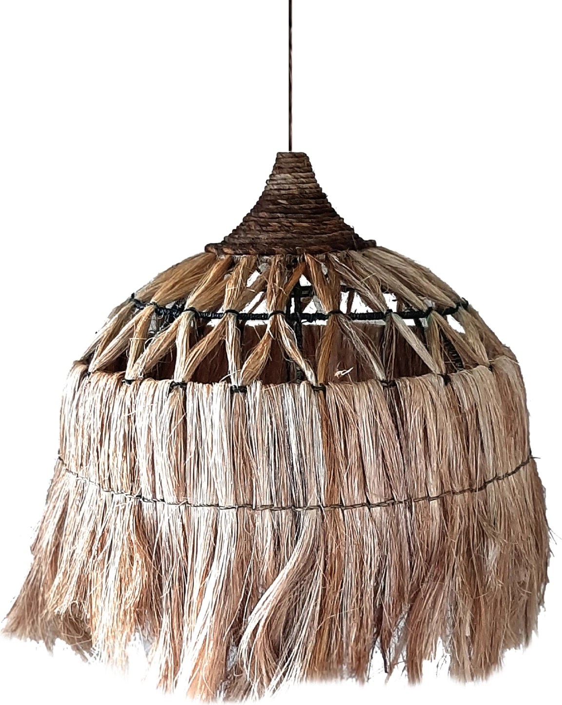 Llambë varëse tavani prej fibrash abaca, ngjyrë natyrale, Φ52x48-120H cm, FH7760