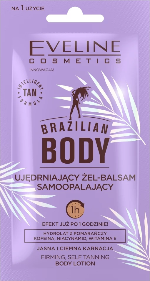 Xhel-krem vetë-ngjyrosës për trup për femra Eveline Cosmetics Brazilian Body Firming Self-Tanning, 12ml