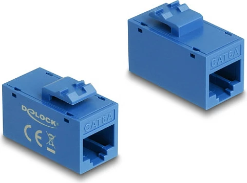 Adapter Keystone RJ45 DeLOCK 90642, Cat6a, Female-Female, U/UTP, Flat, Kaltër