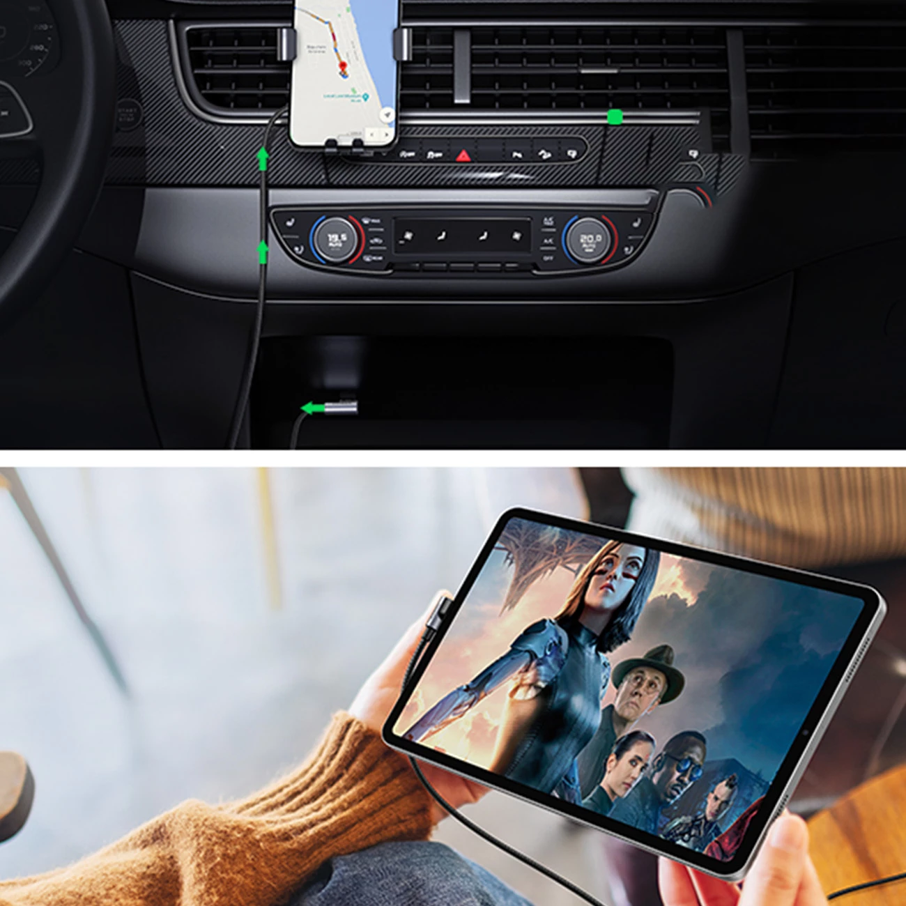 Kabllo Ugreen USB C në USB 2.0, 3m, 3A, kënd 90°, e zezë