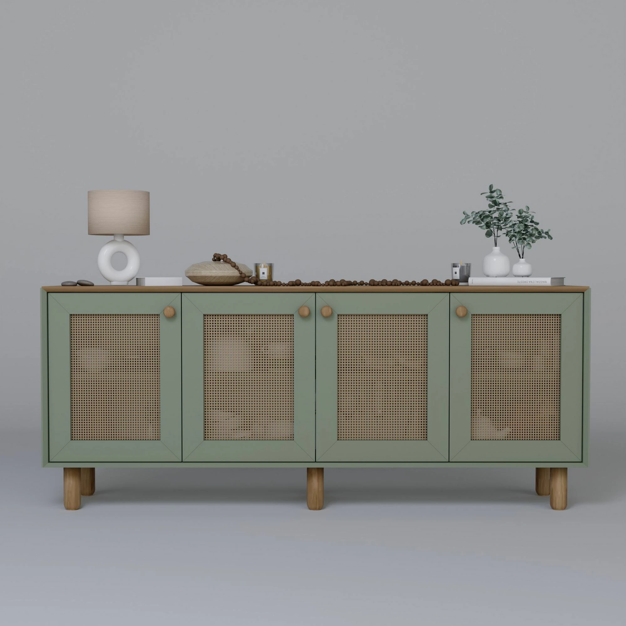 Konsolë bohemiane, ngjyrë e gjelbër, Skye Decor, 180x75x40 cm