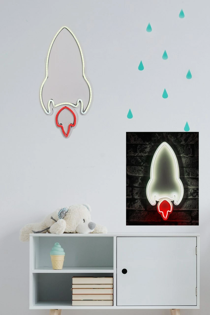 Dritë dekorative LED plastike, raketë, e bardhë e kuqe