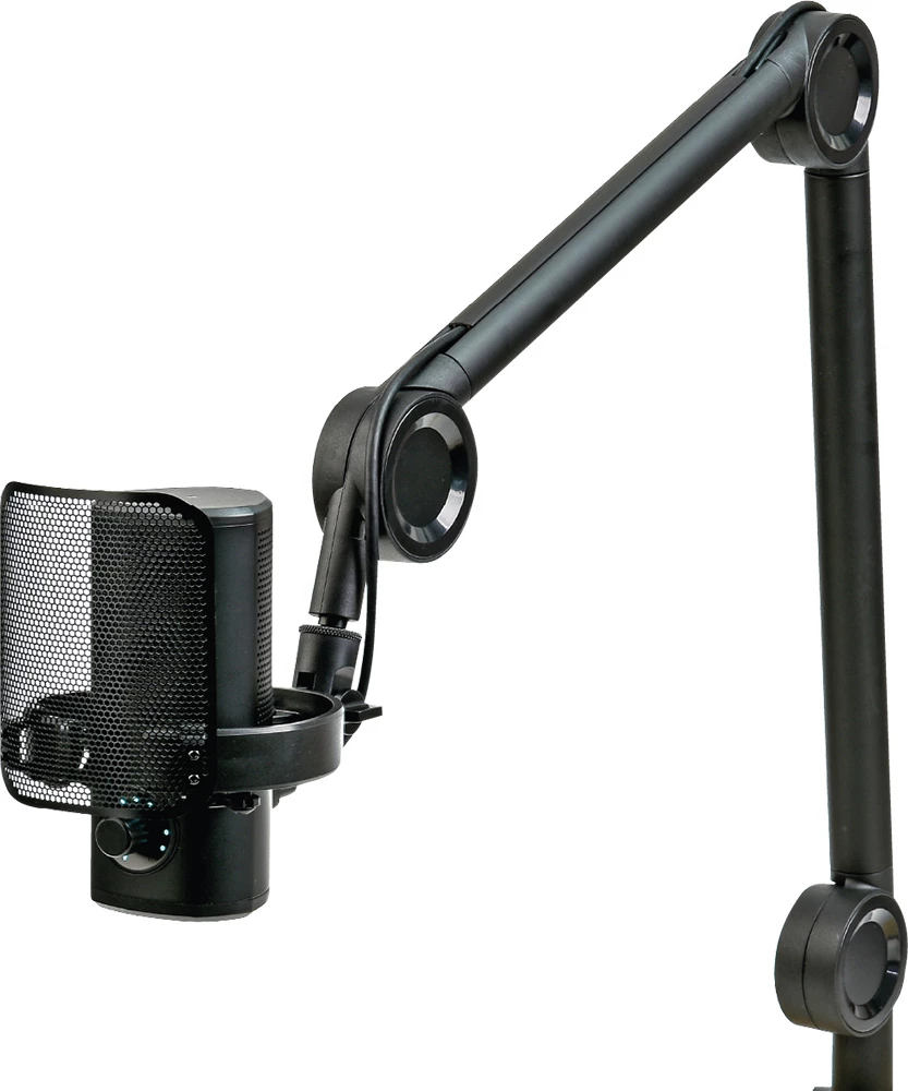 Mikrofon kondensator USB Aiwa PDM-A10, 24-bit/96 kHz, kardioid, me krah të rregullueshëm, i zi, set me pop filter dhe kabllo USB-C