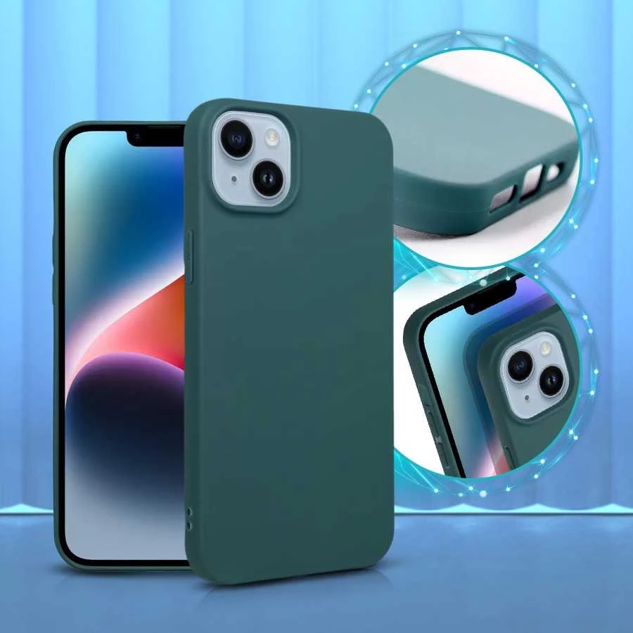 Mbështjellës silikoni ONASI 18143 për iPhone 15 Pro Max, jeshile matte