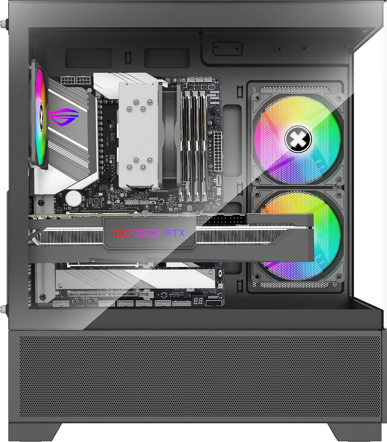 Kasë Xilence Beam XG172, Midi Tower, tempered glass, RGB, e zezë