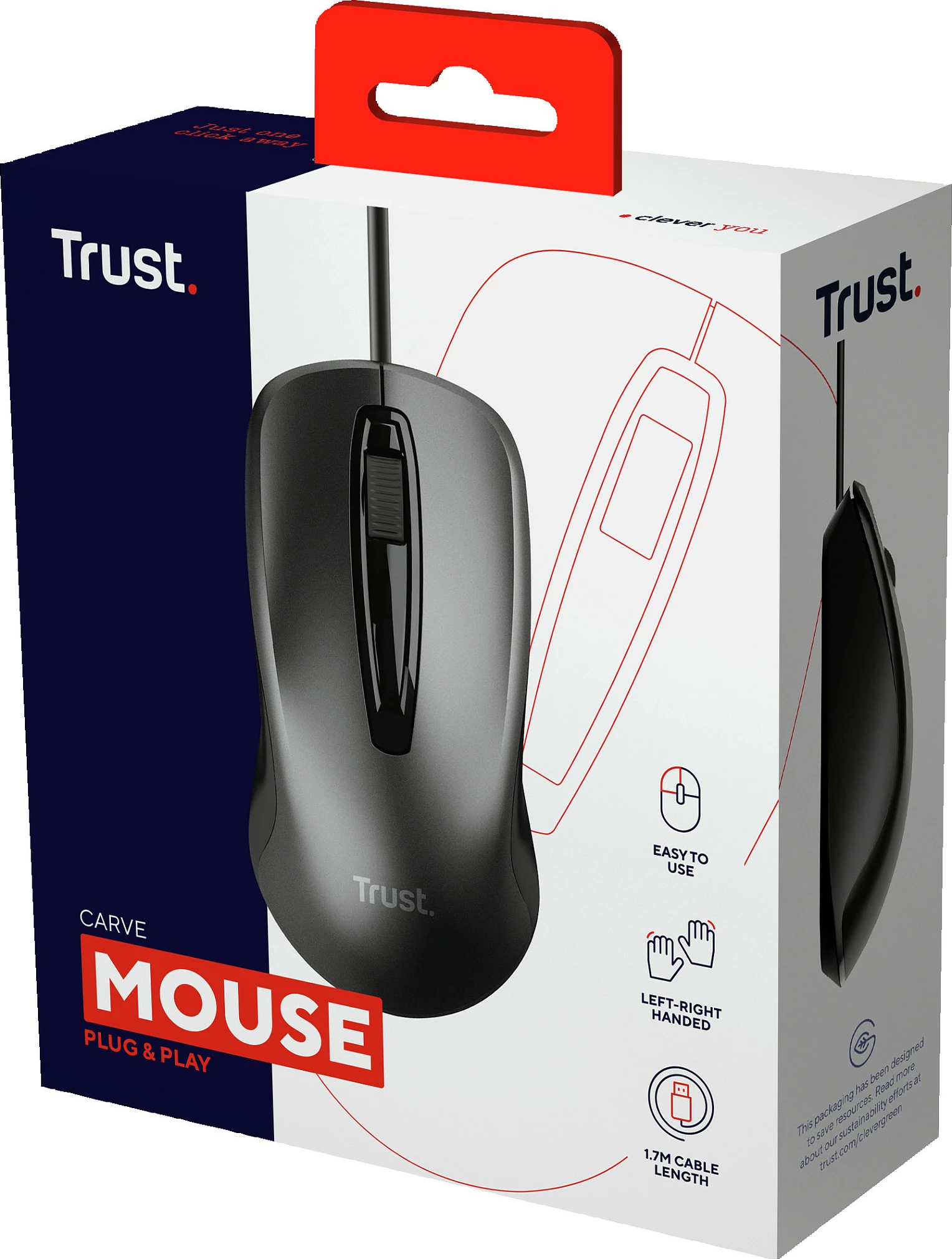 Maus Trust Carve, USB optik 1200 DPI, i zi