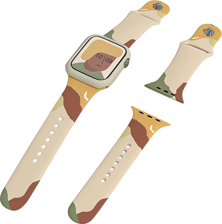 rrip silikoni Smartwatch Hurtel Strap Moro Band Pattern 1, për Apple Watch 49/45/44/42 mm, kamuflazh bezhë-kuqe-portokalli