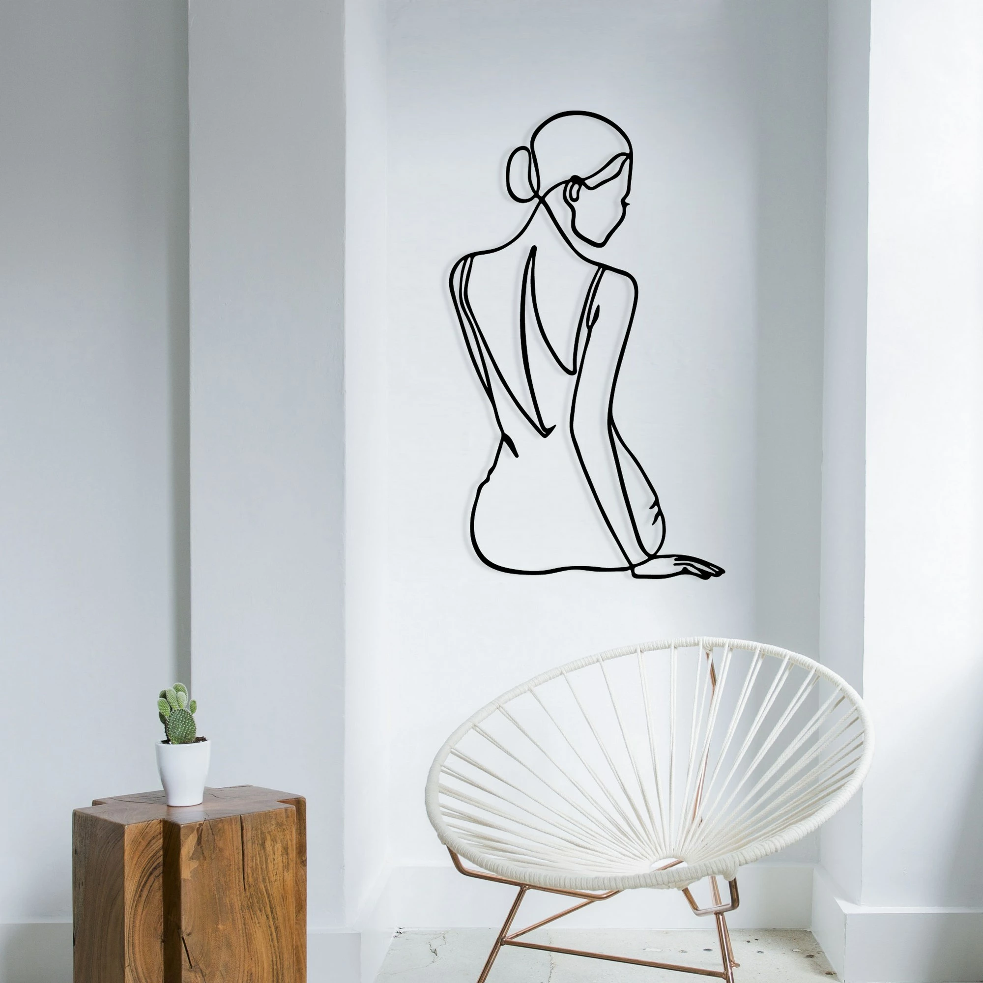 Aksesor dekorativ muri prej metali Wallity, Belleza, ngjyrë e zezë, 38x65cm