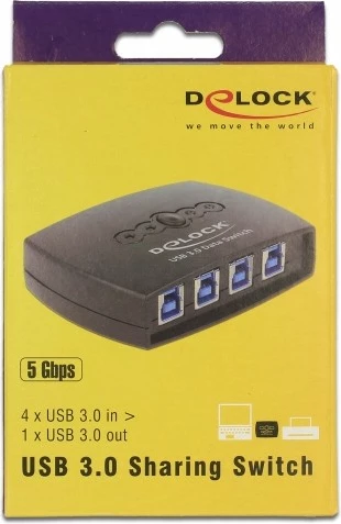 Switch USB DeLOCK 87724, 4 porte, USB 3.0, plastikë, zi