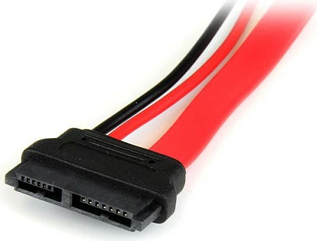 Kabllo adapter StarTech Slimline SATA në SATA me furnizim, 15 cm, kuqe/zezë