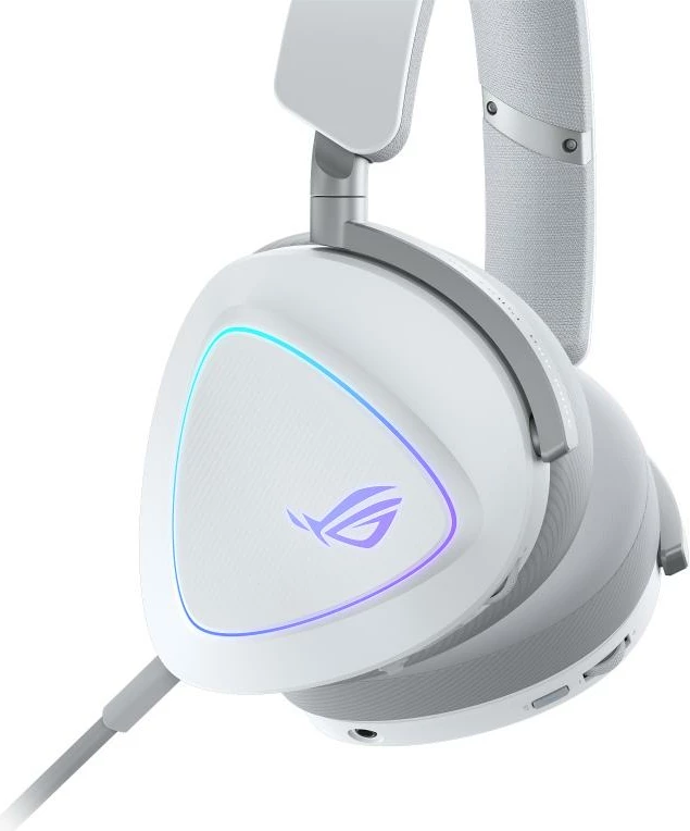 Headset gaming, Asus ROG Delta II 90YH03W0-BHUA10, tri-mode wireless 2.4 GHz Bluetooth 3.5 mm, drajvera 50 mm titan, mikrofon boom Superwideband, deri 110 orë bateri, e bardhë