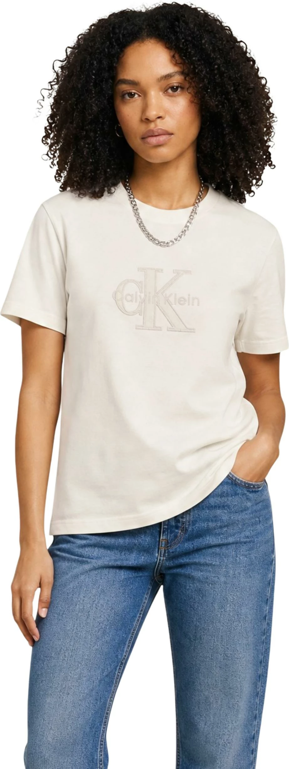 Maicë Calvin Klein Jeans LV047G829G për femra, krem [Madhësia: S]