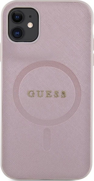 Mbështjellës Guess GUHMN61PSAHMCP për iPhone 11/XR, Saffiano MagSafe, Rozë
