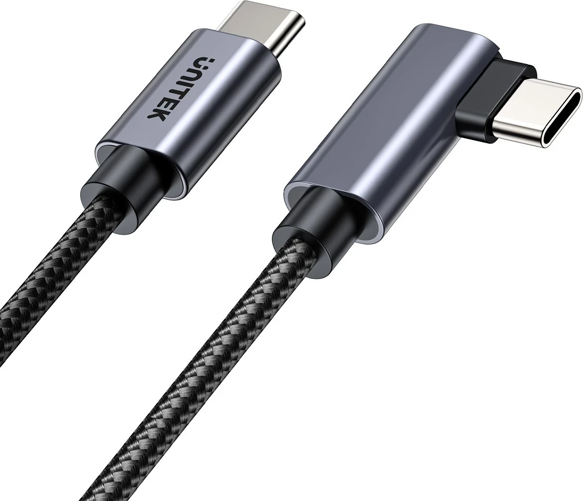 Kabull Unitek USB-C këndor 90° PD100W 3m, ngjyrë zi-hiri