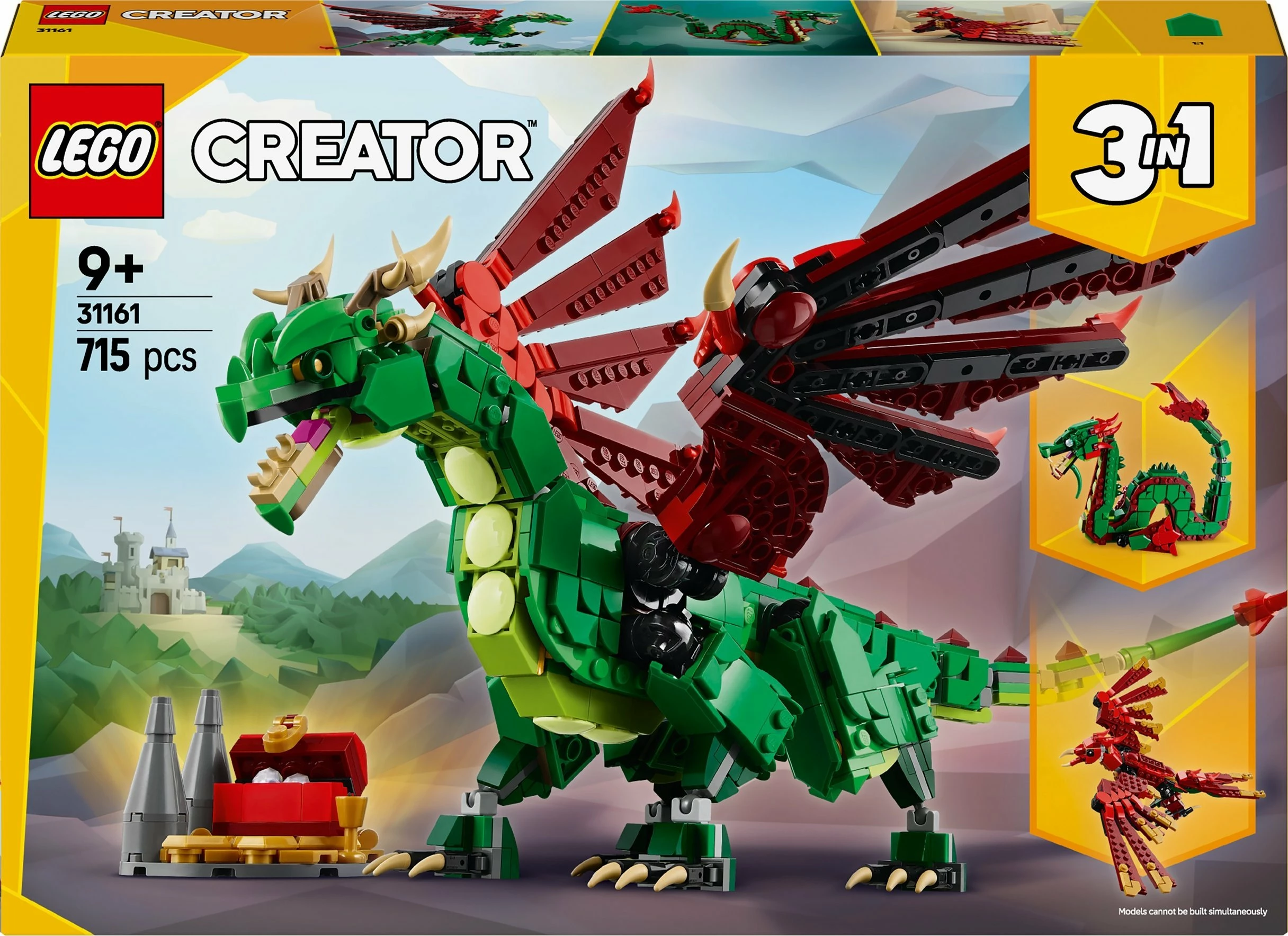 Set LEGO Creator 3-në-1 Medieval Dragon 31161, 715 pjesë