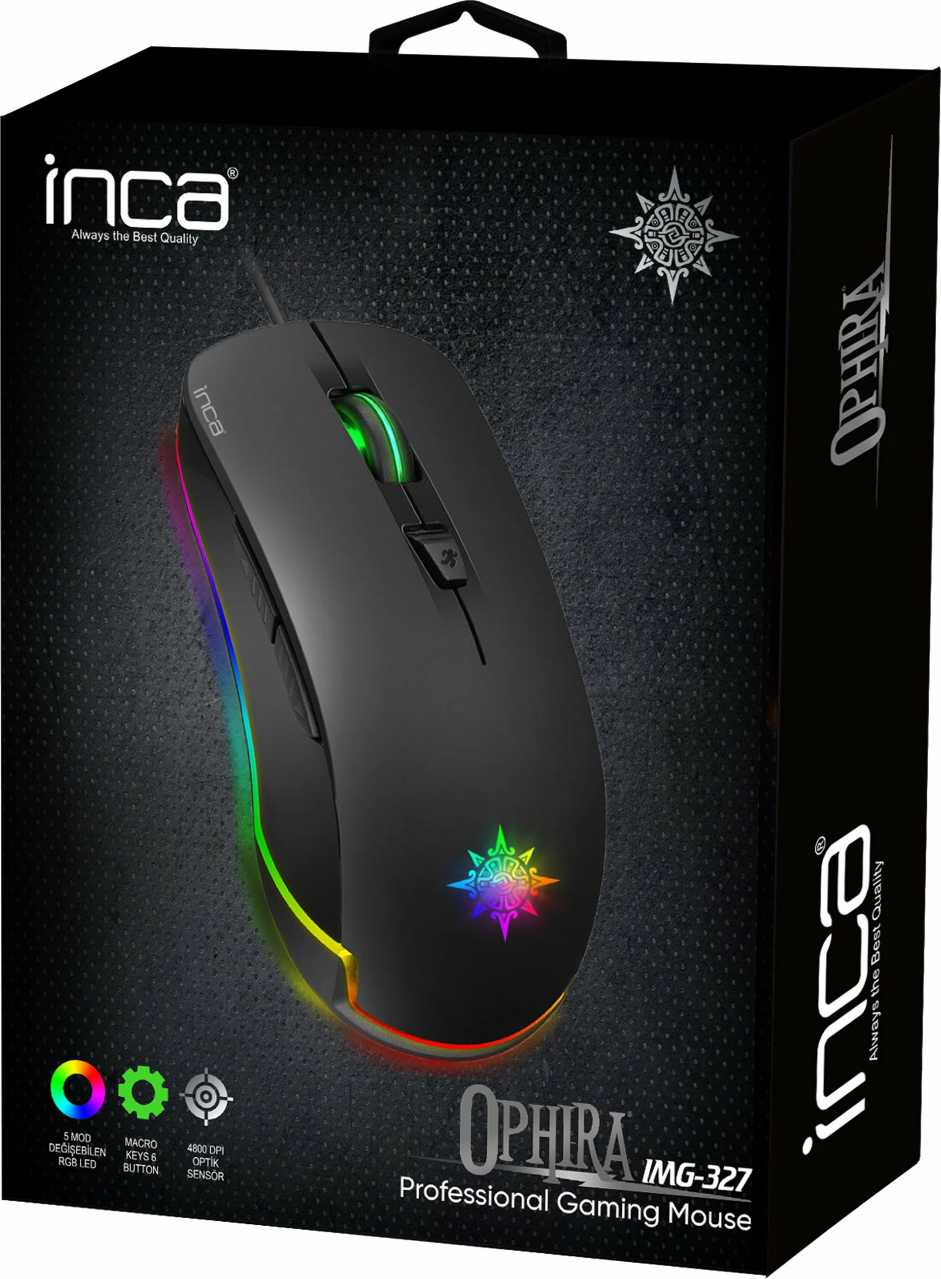 Maus gaming Inca IMG-327, 4800 DPI, ambidextrous, i zi, me ndriçim