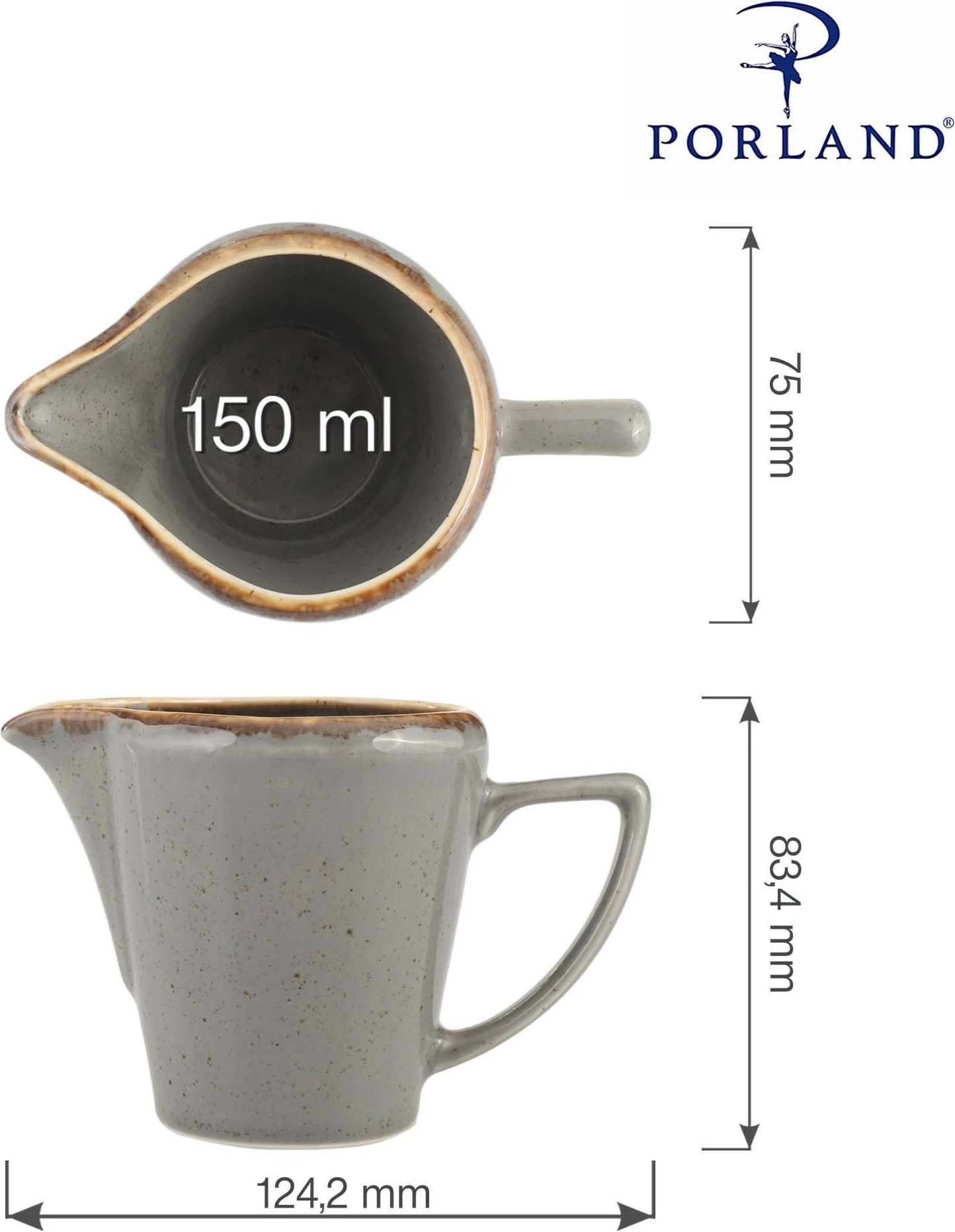 Kremierë Porland Seasons Stone 150ml, set 6 copë, gri e errët