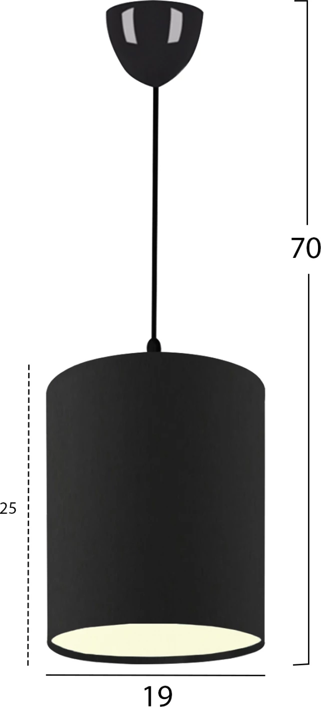 Llambë varëse tavani, FH7623.02, shtyllë e zezë, abazhuri prej pëlhure jute të zezë