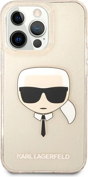 Mbështjellës Karl Lagerfeld KLHCP13LKHTUGLGO për iPhone 13/13 Pro 6.1", hardcase, Glitter Karl's Head, Ari