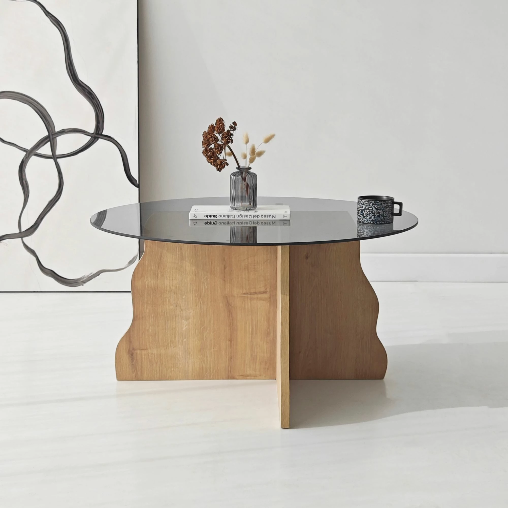 Tavolinë kafeje Skye Decor, Butterfly, ngjyrë lis safir, fume