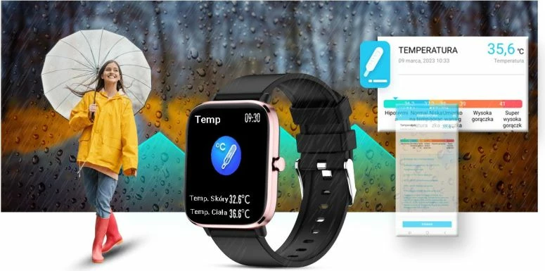 Smartwatch për femra Giewont, rozë e zezë
