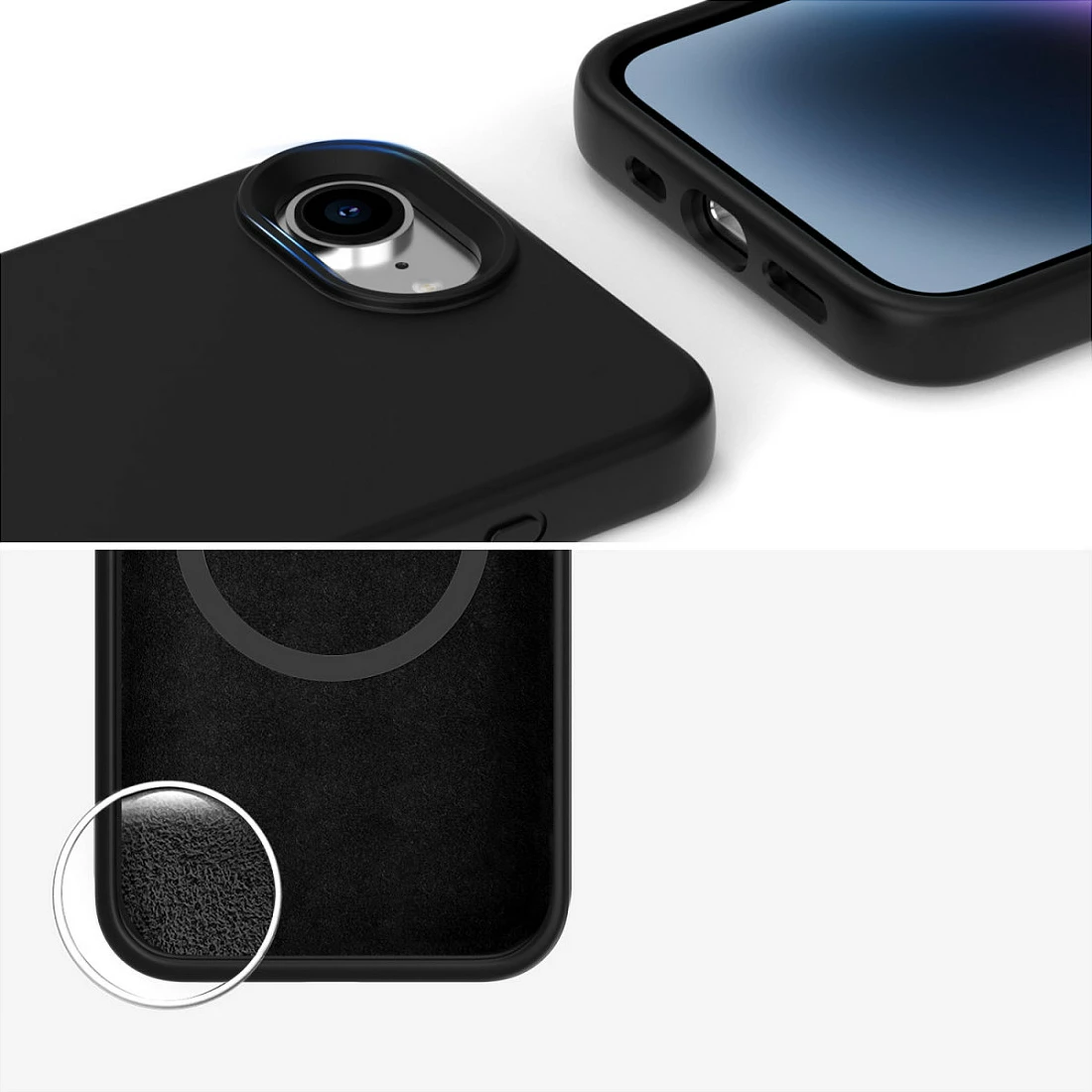 Mbështjellës 4smarts për iPhone SE (4.Gen.), MagSafe, silikon, i zi