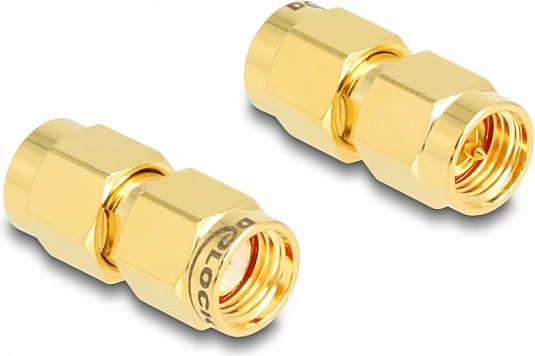Adapter DeLOCK C6801 RP-SMA mashkull në SMA mashkull, 50Ω, i artë