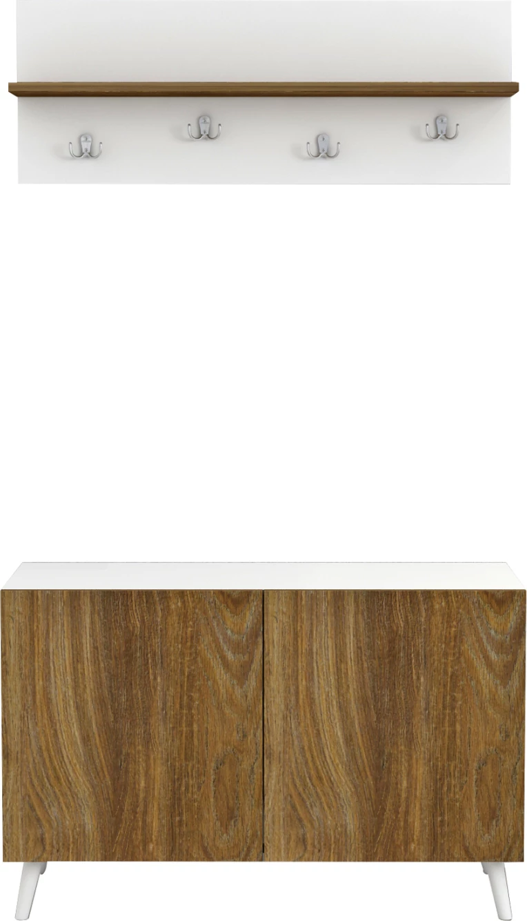 Set mobiljesh hyrje DELPHINE FH8876.11 melaminë në dru natyral-bardhë 80x31,3x41,5Hcm