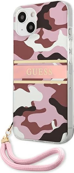 Mbështjellës Guess GUHCP13SKCABPI për iPhone 13 mini 5.4", Camo Strap, Rozë