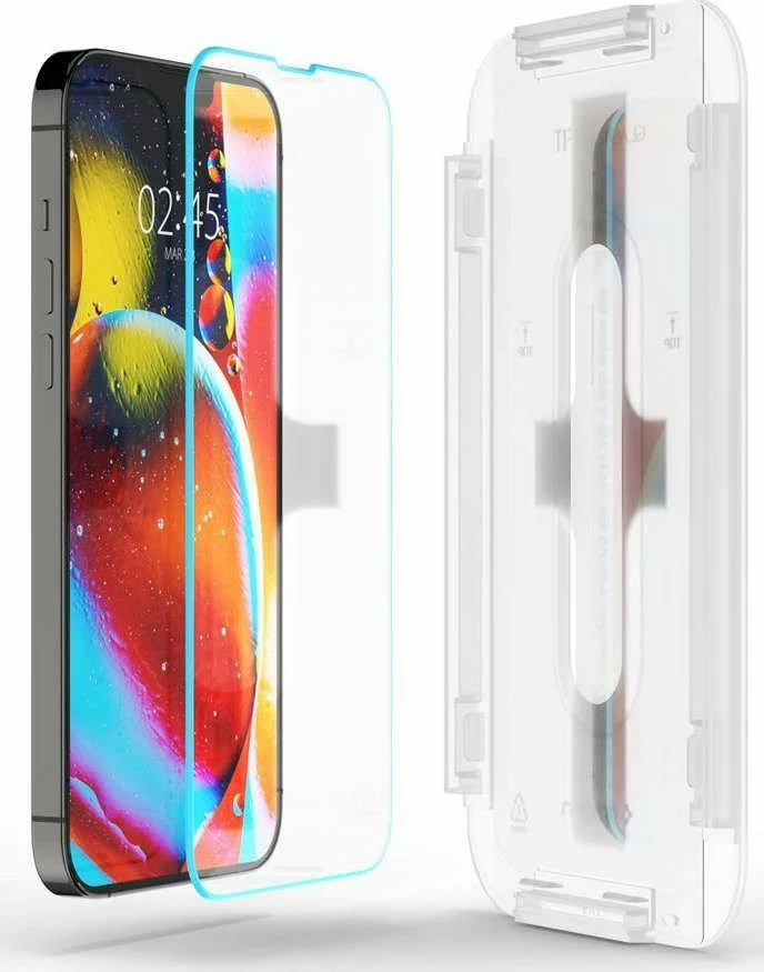 Xham i kalitur mbrojtës ekrani Spigen Glas.TR EZ Fit për Apple iPhone 13/13 Pro, 0.2mm 9H, set me kornizë montimi