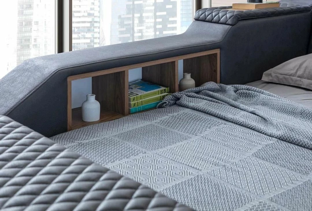 Krevat dopio me funksione smart, ngjyrë e zezë, Skye Decor Escape