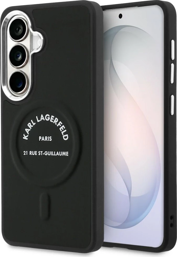 Mbështjellës Karl Lagerfeld Embossed RSG Logo MagSafe për Samsung Galaxy S26, i zi, në kuti