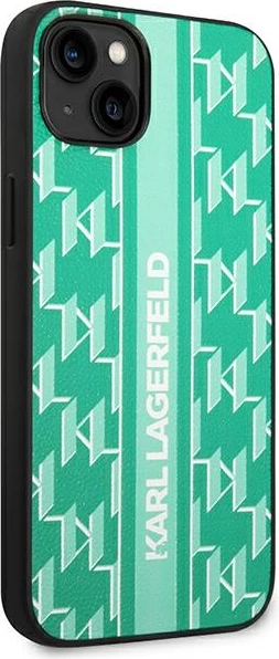 Mbështjellës Karl Lagerfeld KLHCP14SPGKLSKN për iPhone 14 6.1", hardcase, Monogram Stripe, Gjelbër