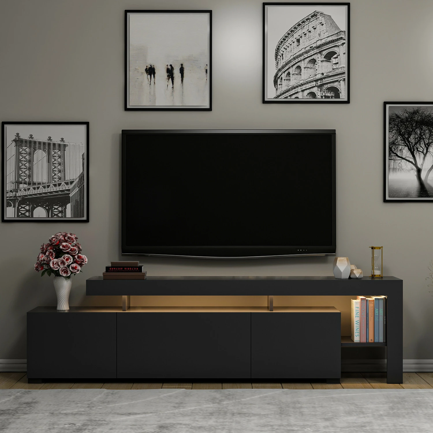 Komodë TV Skye Decor, ngjyrë antracit, Beliz