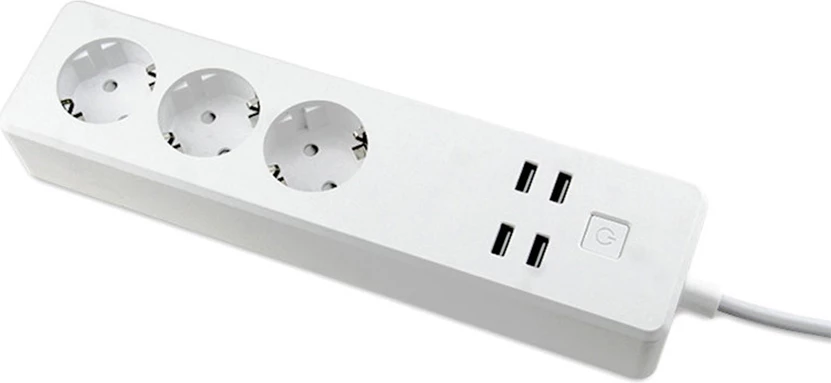 Rrymëndarës smart Moye Voltaic 3 priza EU + 4 USB, 3680W 16A, kabllo 1.5 m, i bardhë